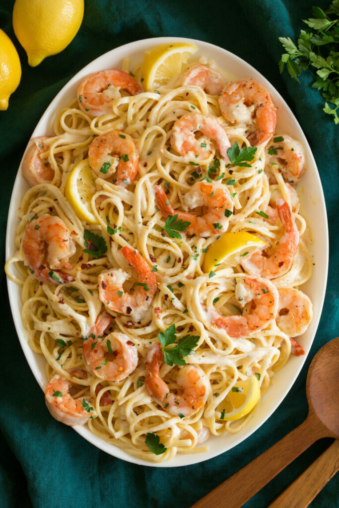 Lemon garlic butter shrimp pasta