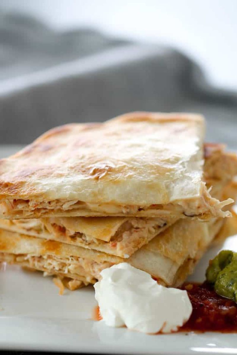 Cheesy Chicken Quesadilla Triangles