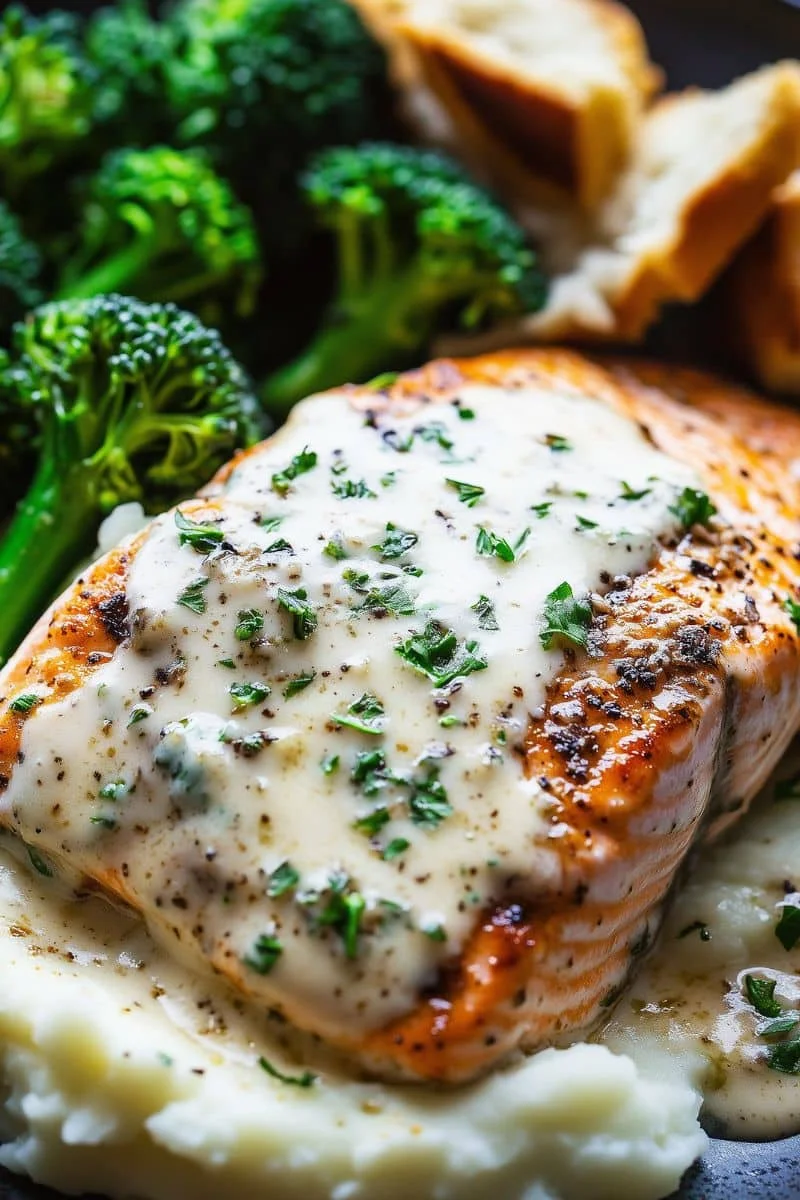 Air-Fryer-Salmon-with-Creamy-Garlic-Parmesan-Sauce