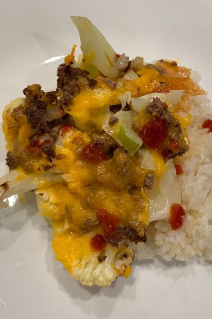 Cauliflower Cheeseburger Casserole