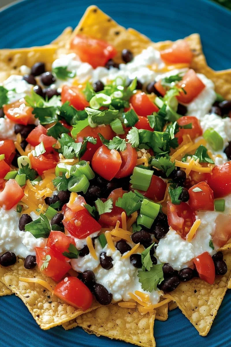 Cottage Cheese Nachos with Veggie Topping Loaded Light