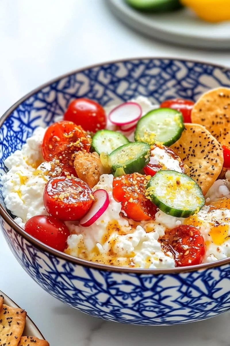 Cottage Cheese Salad with Lemon Everything Bagel Seasoning Simple Viral