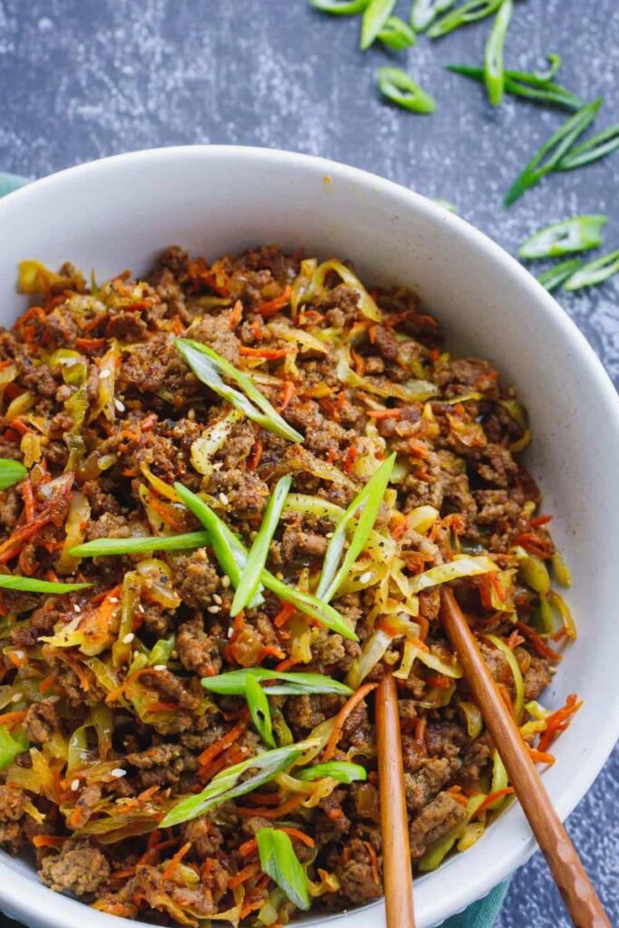Egg Roll In A Bowl With Hamburger Meat