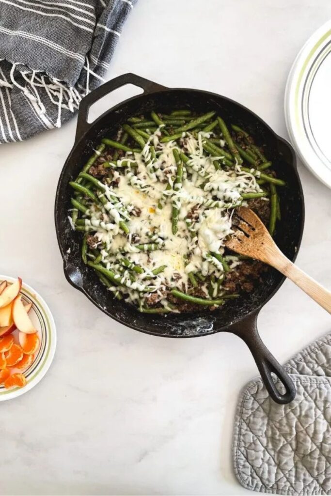 Hamburger Meat And Green Bean Skillet