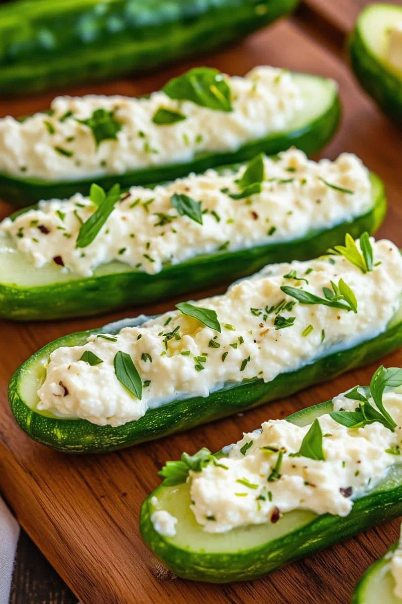 Herbed-Cottage-Cheese-Cucumber-Boats-Low-Calorie-Filling