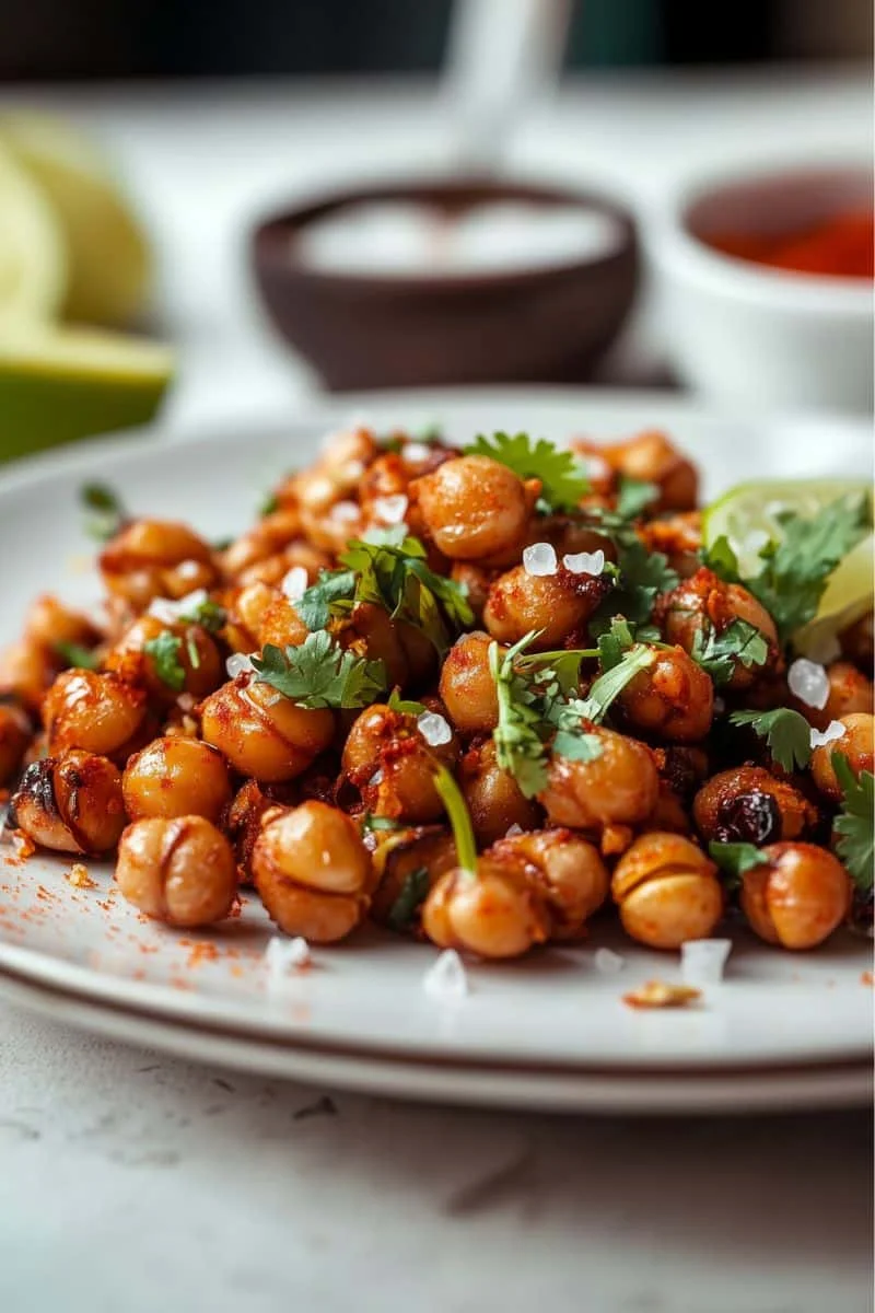 Lime & Chili Roasted Chickpeas are an incredibly crunchy and addictive Mexican snack. These zesty, spicy chickpeas are remarkably easy to prepare and bursting with flavor.
