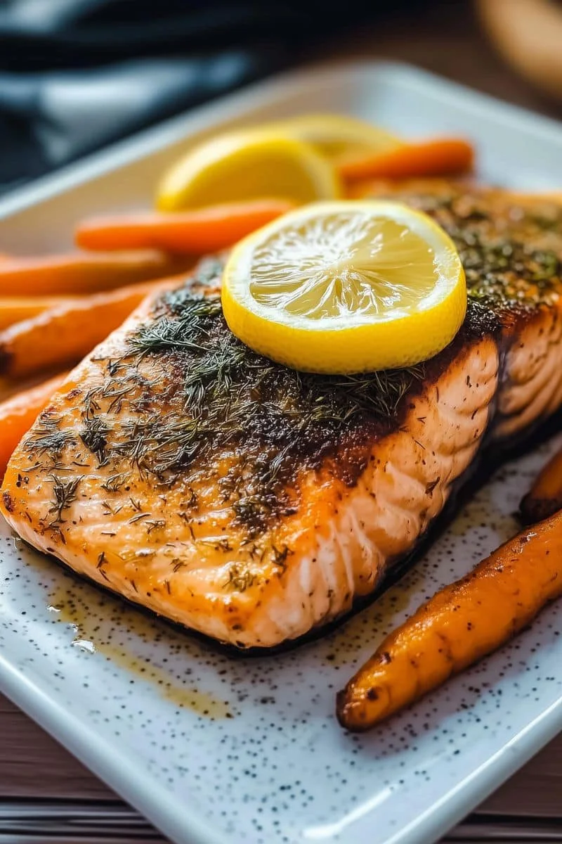 Perfectly-Flaky-Air-Fryer-Salmon-with-Lemon-Dill-Butter.