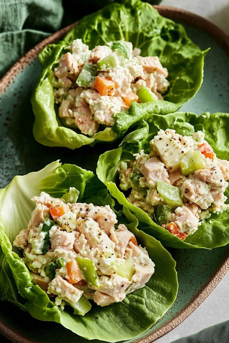 Tuna Cottage Cheese Salad Wraps Meal Prep Keto Friendly