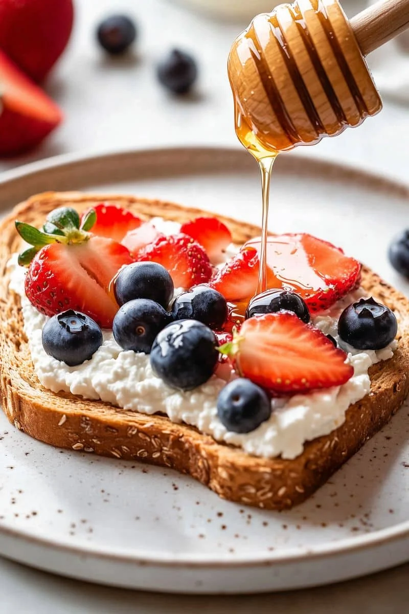 Whipped Cottage Cheese Toast with Honey Berries Trending Gorgeous
