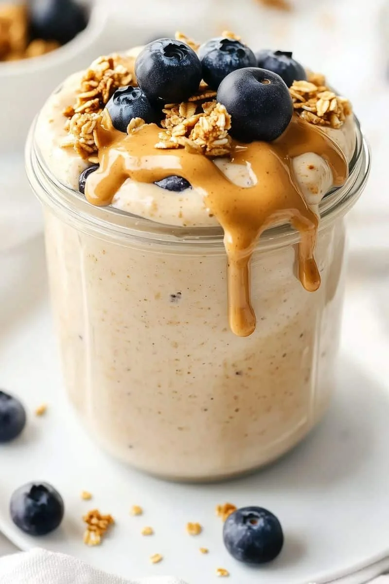 1. Blended Peanut Butter Overnight Oats