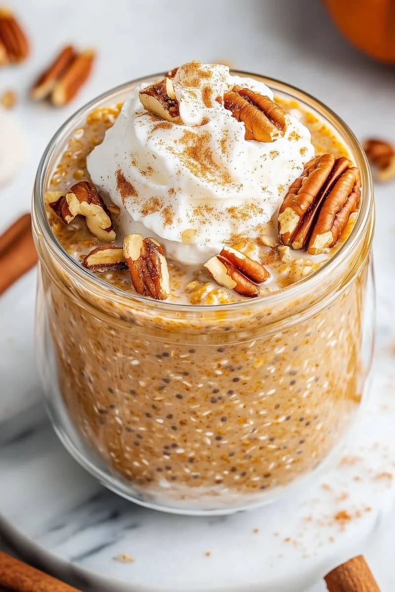 3. Pumpkin Pie Overnight Oats with Chia Seeds