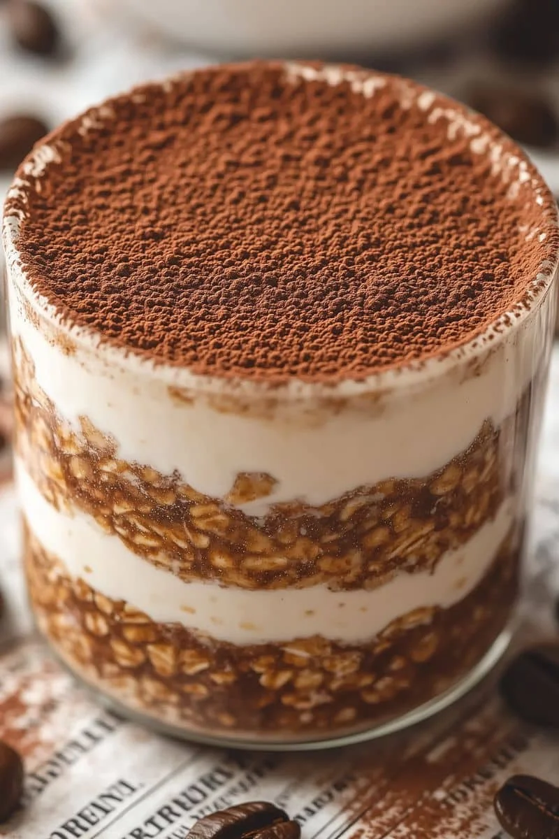 4. Tiramisu Overnight Oats (No Protein Powder)
