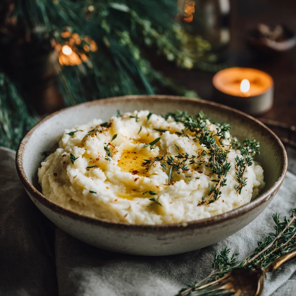 Keto Cauliflower Mash with Thyme Butter
