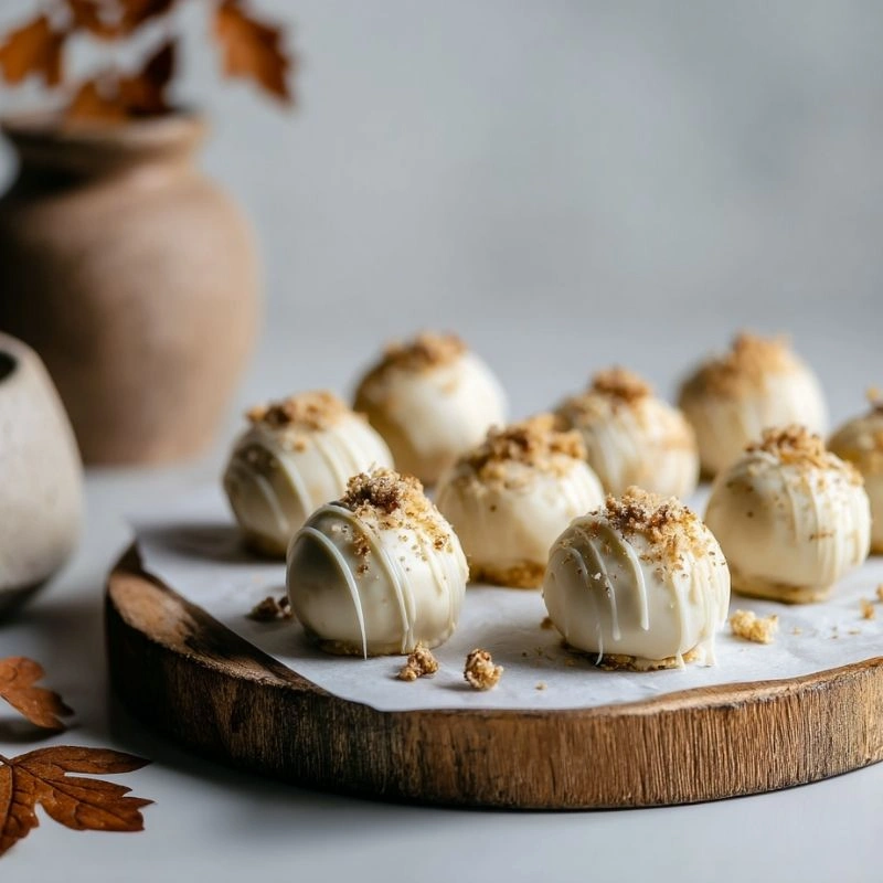 pumpkin cheesecake truffles dipped in chocolate cute thanksgiving food ideas