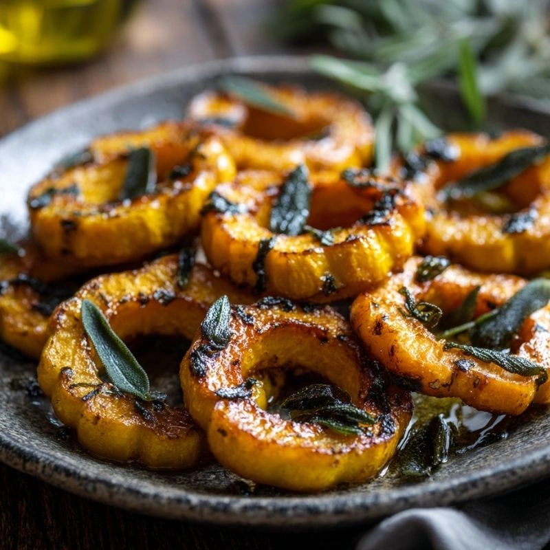 Brown Butter Delicata Squash Rings with Crispy Sage