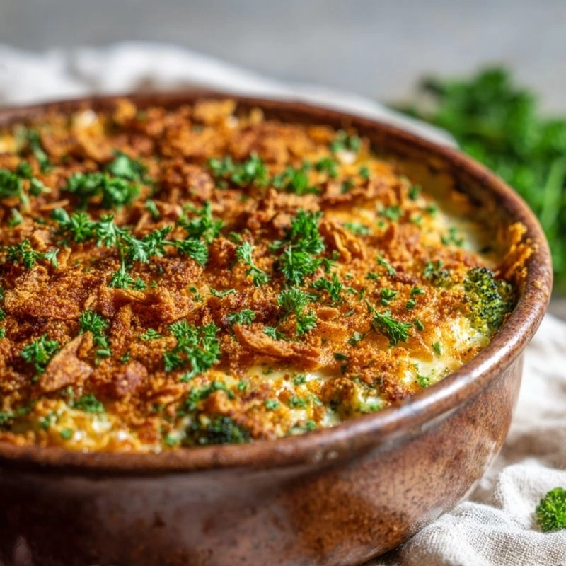 Broccoli Casserole With Cheese and Crispy Topping