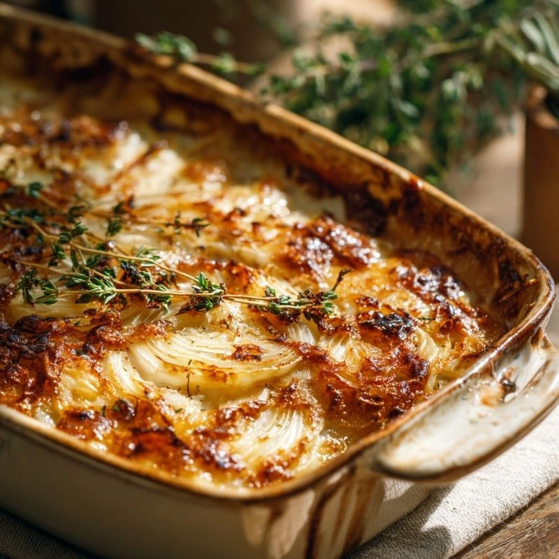 Caramelized Onion and Fennel Gratin