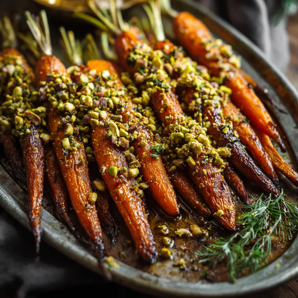 Maple Roasted Carrots with Pistachios