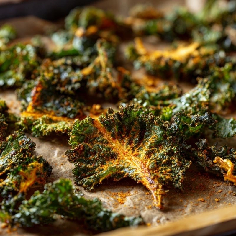 Crispy Kale Chips with Pumpkin Spice Dust