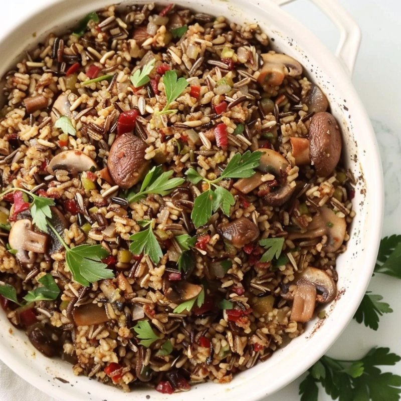 gluten-free wild rice homemade dressings for thanksgiving with mushrooms