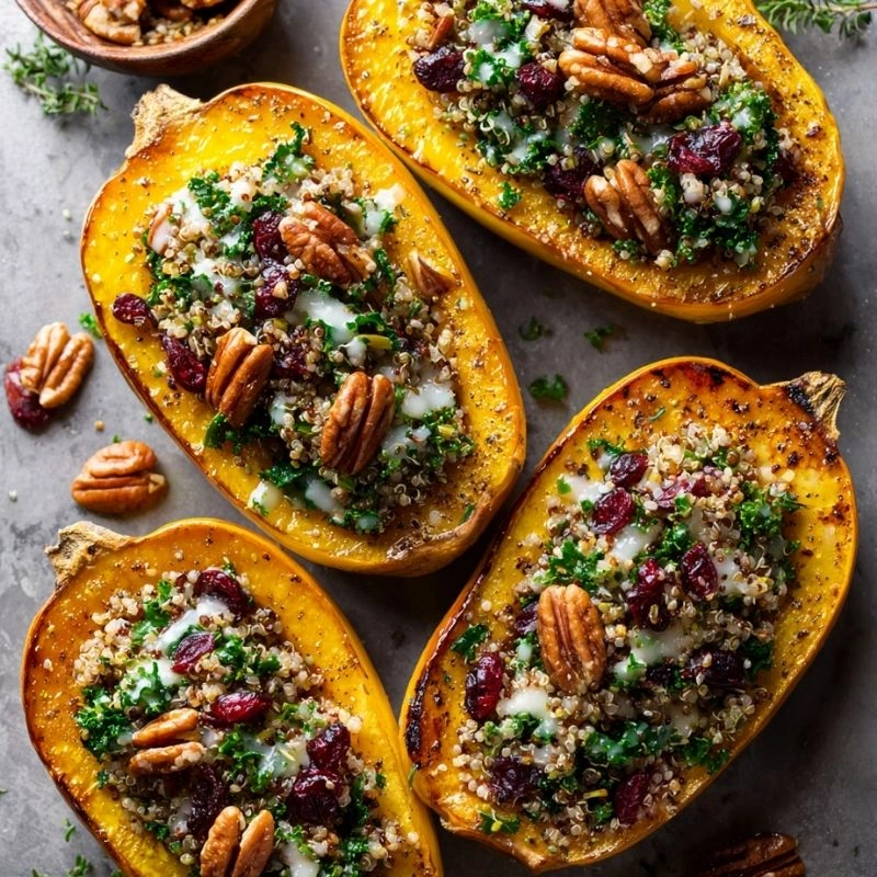 Stuffed Delicata Squash with Quinoa and Cranberries