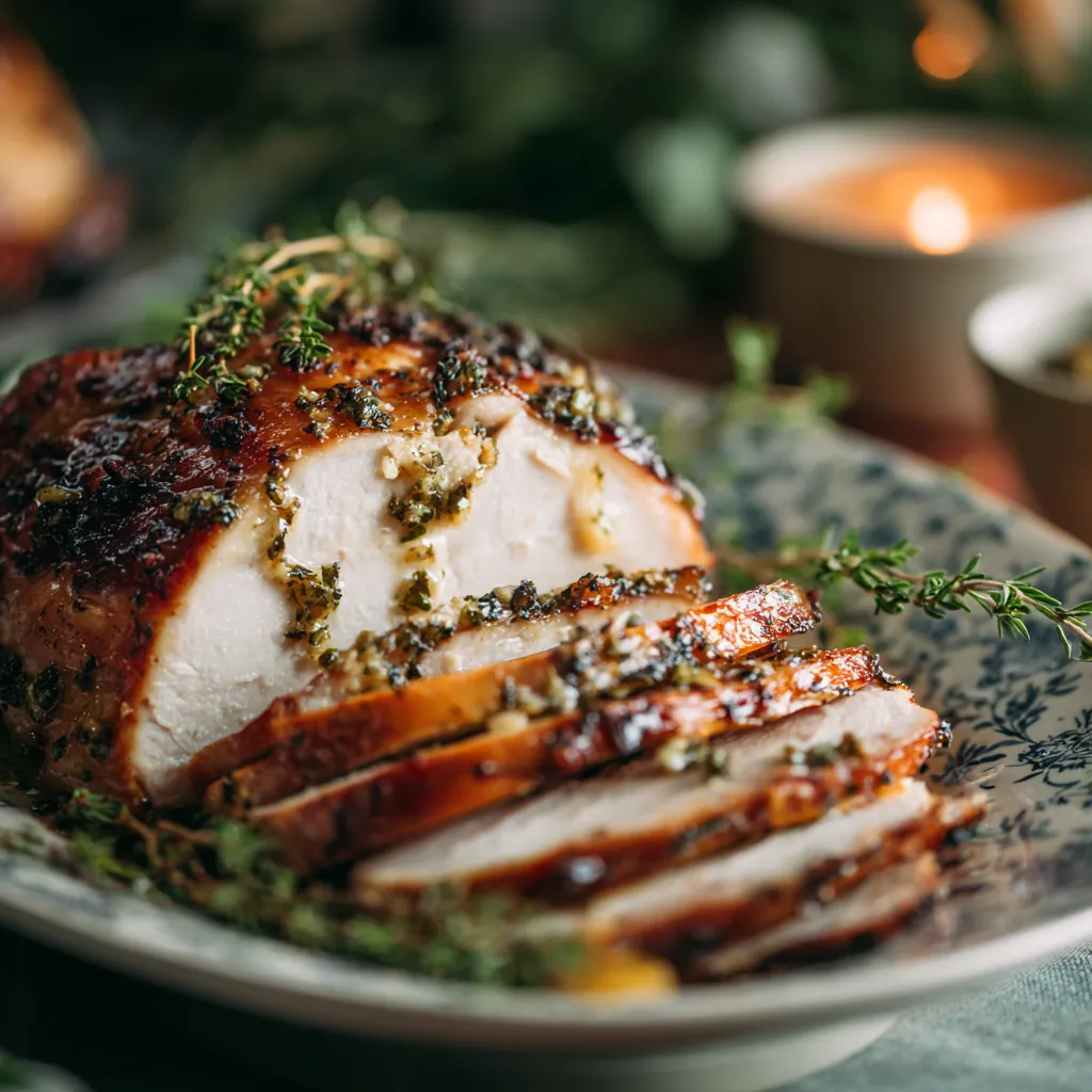 Roasted Turkey Breast with Garlic Herb Butter