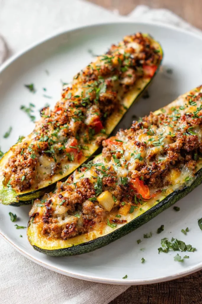 Cozy Sausage Stuffed Zucchini Boats Recipe