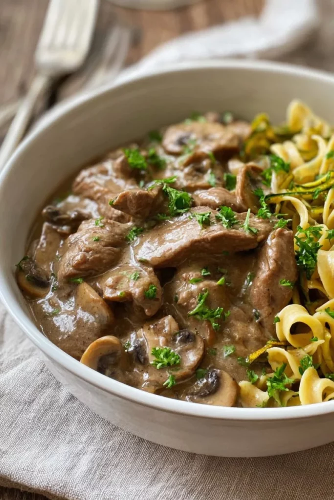 Healthy High Protein Beef Stroganoff