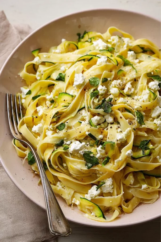 Quick Zucchini Feta Pasta