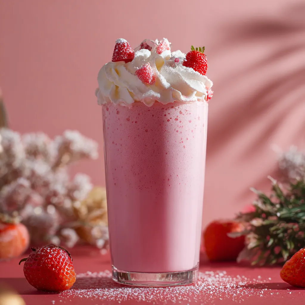 Santa’s Strawberry Milk with Whipped Cream Hats