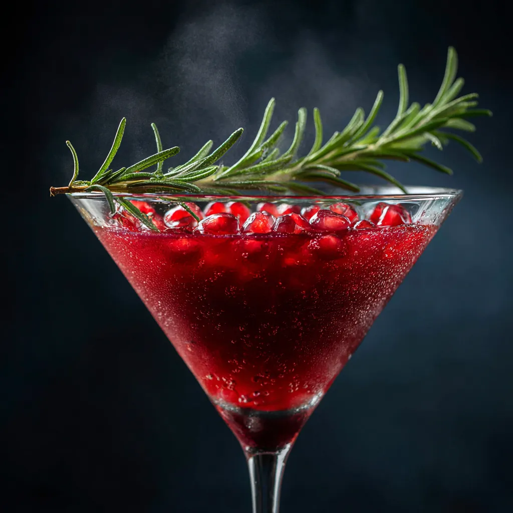 Pomegranate Sparkle Martini with Rosemary Mist