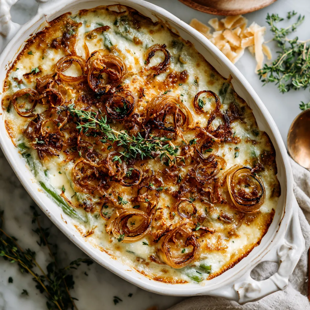 Crispy Shallot and Gruyère Green Bean Casserole