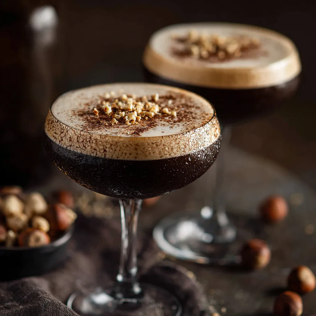 Hazelnut Espresso Martini with Cocoa Dust