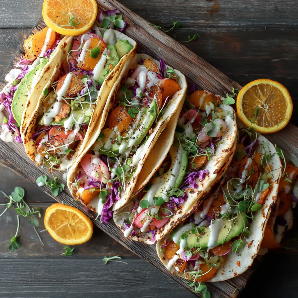 Roasted Radish Tacos with Avocado and Orange Crema