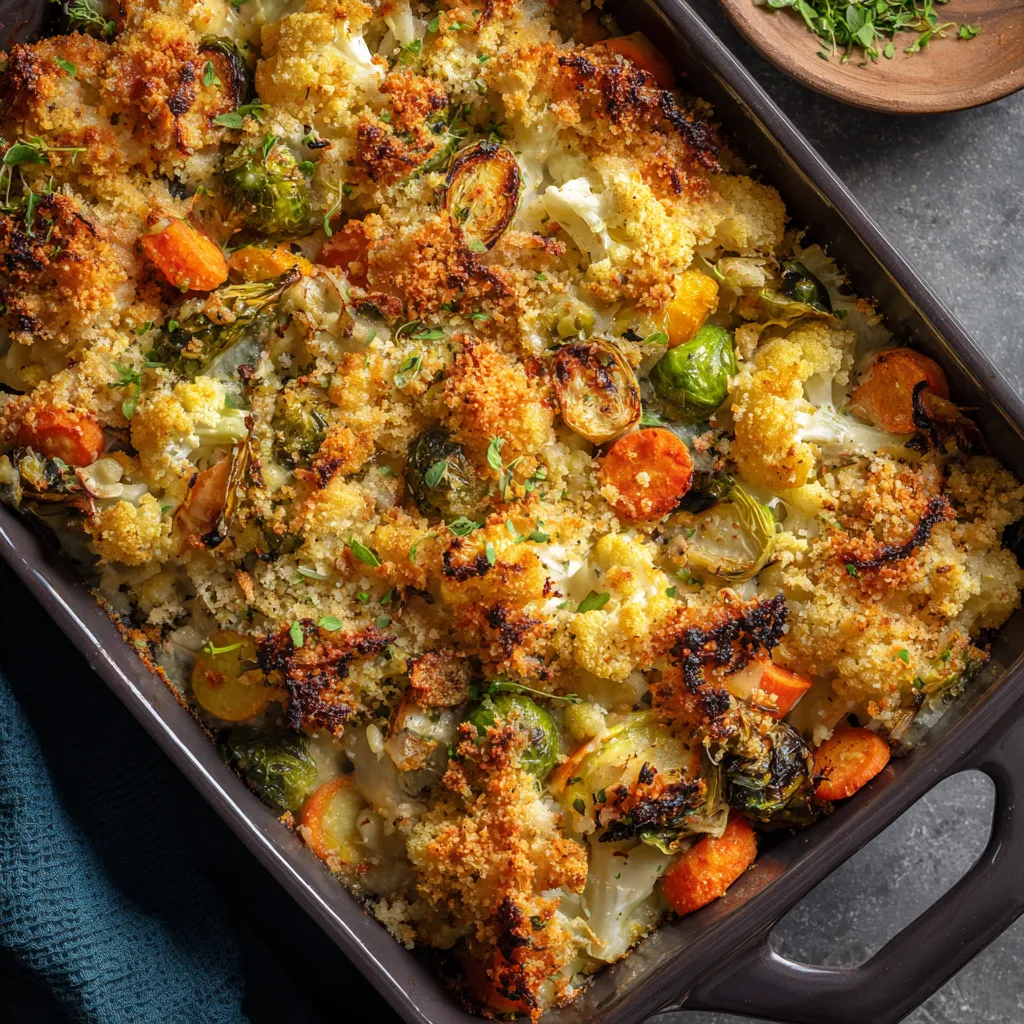 Air Fryer Roasted Winter Veggie Gratin