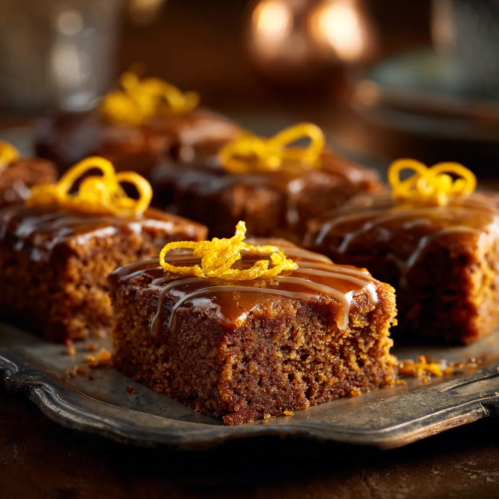 Ginger Molasses Bars with Citrus Glaze