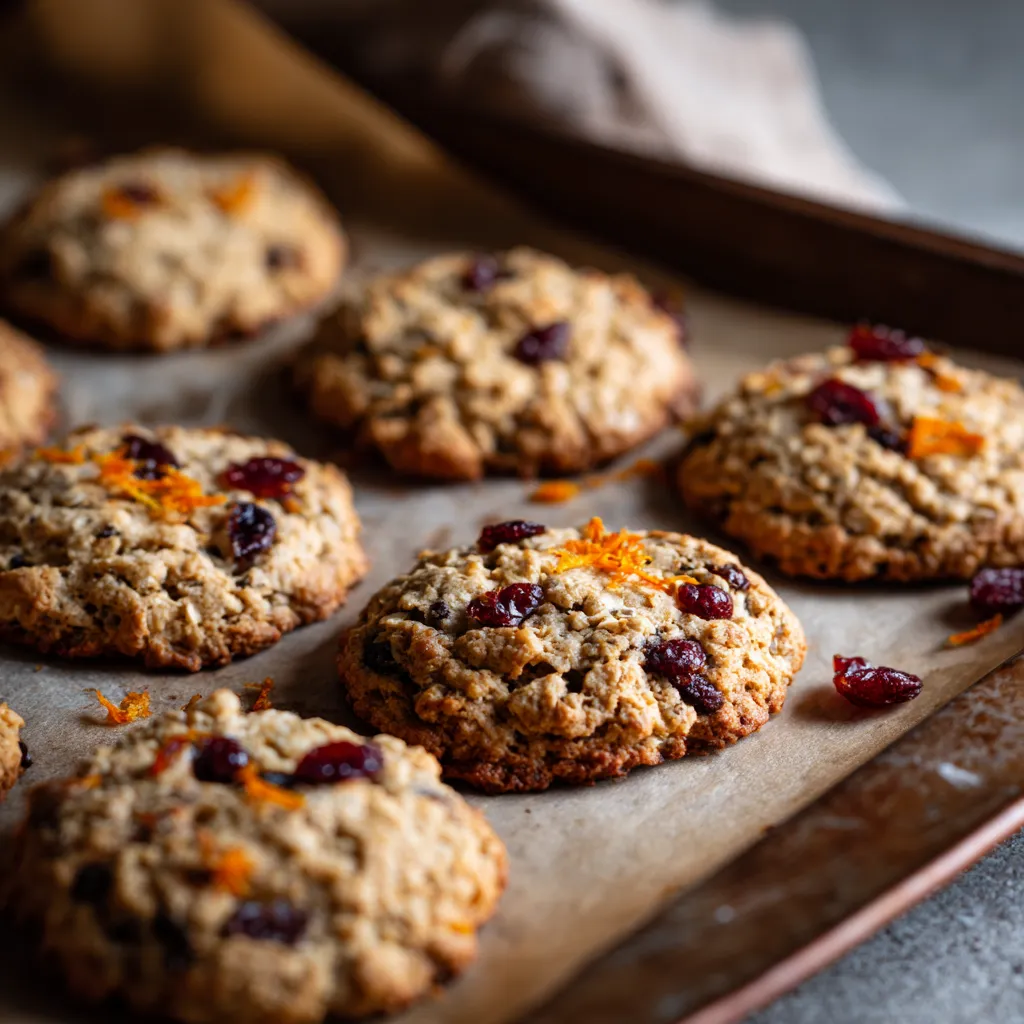 Vegan Oatmeal Cranberry Cookies with Orange Zest