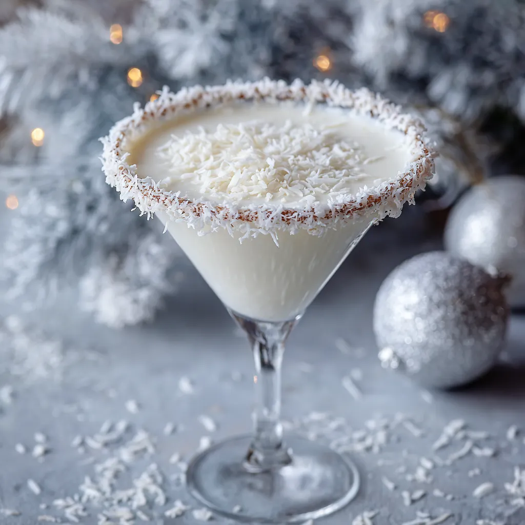 Coconut Snow Martini with White Chocolate Rim
