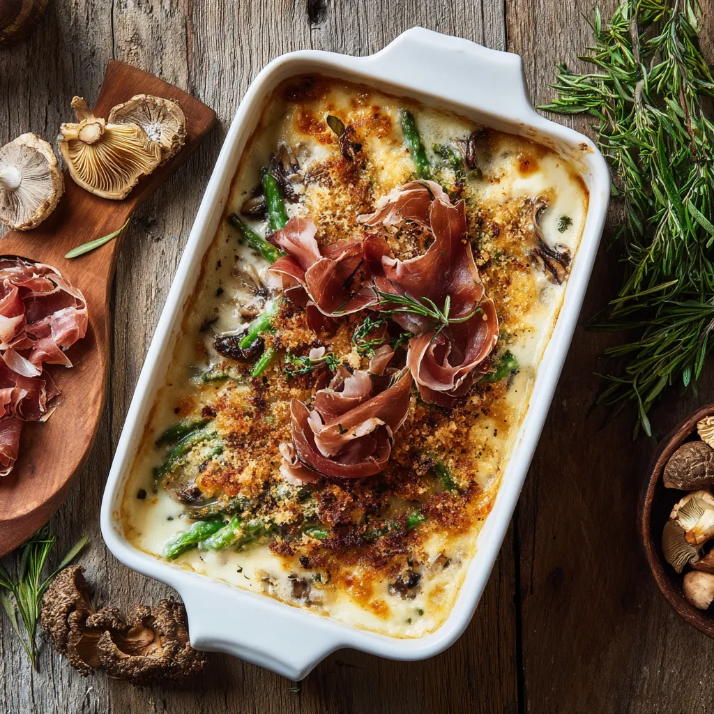 Crispy Prosciutto and Porcini Green Bean Casserole