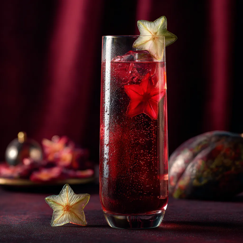 Twinkling Cranberry Sparkler with Star Fruit Garnish