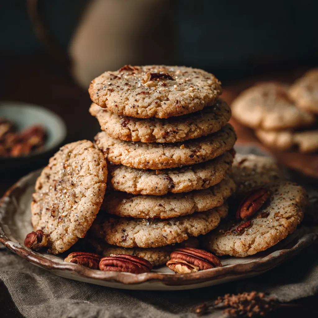 Vegan Maple Pecan Cookies with Crunchy Edges