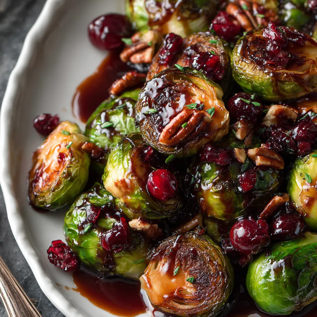 Roasted Brussels Sprouts with Cranberry Maple Glaze