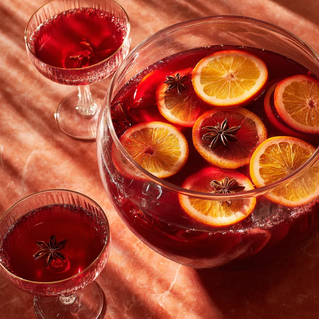 Blood Orange Champagne Punch with Clove Syrup