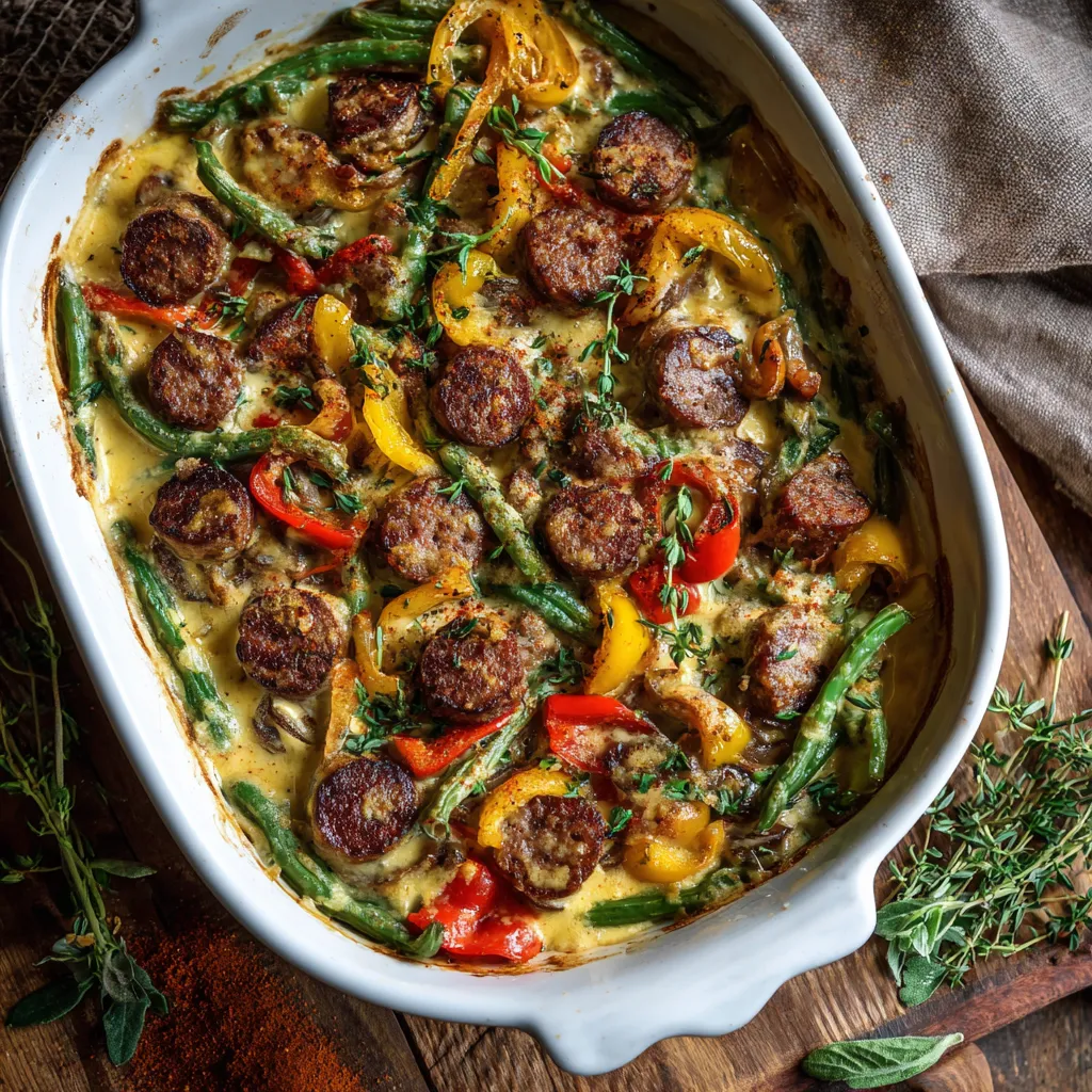 Cajun Andouille Green Bean Casserole