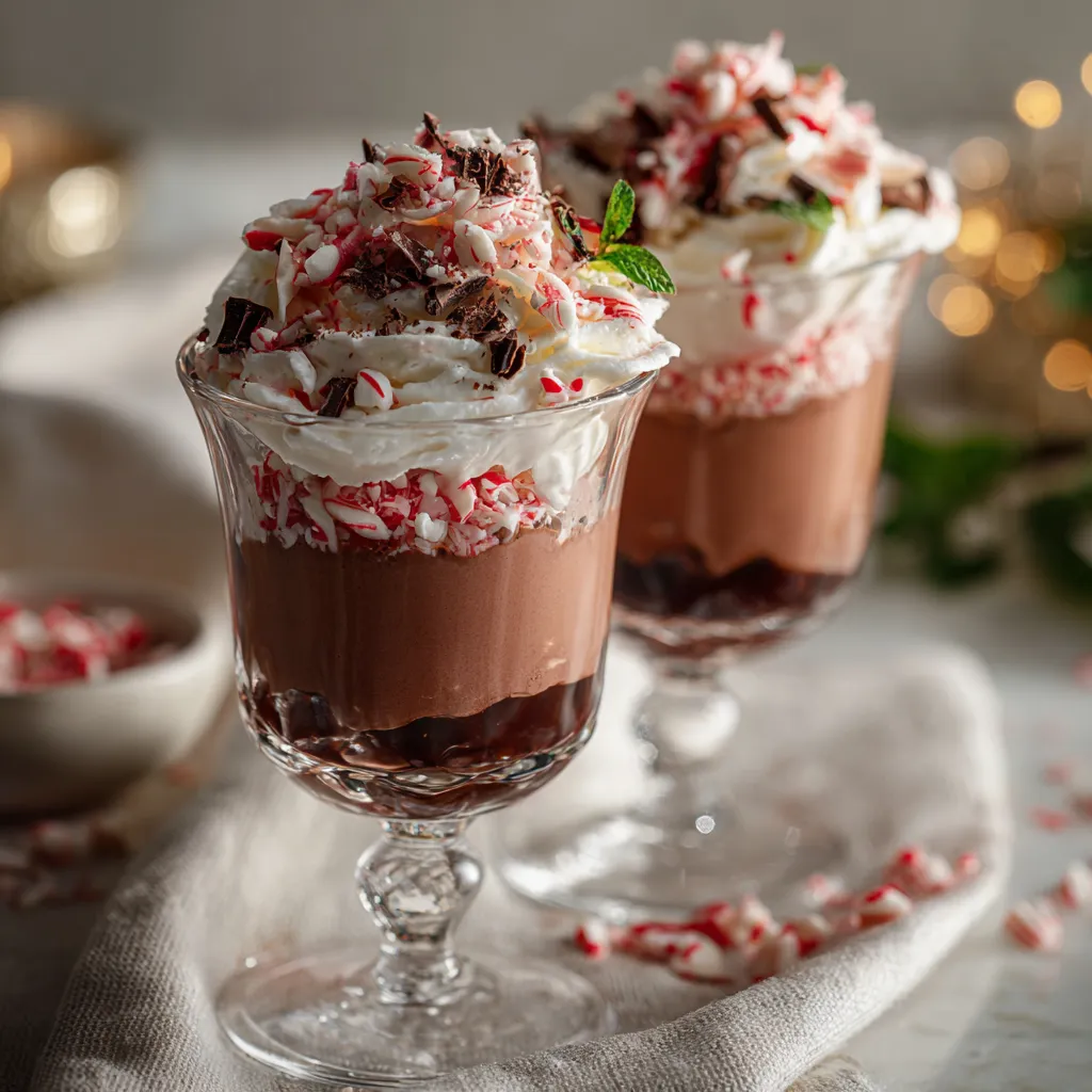 Peppermint Mousse Cups with Chocolate Layers