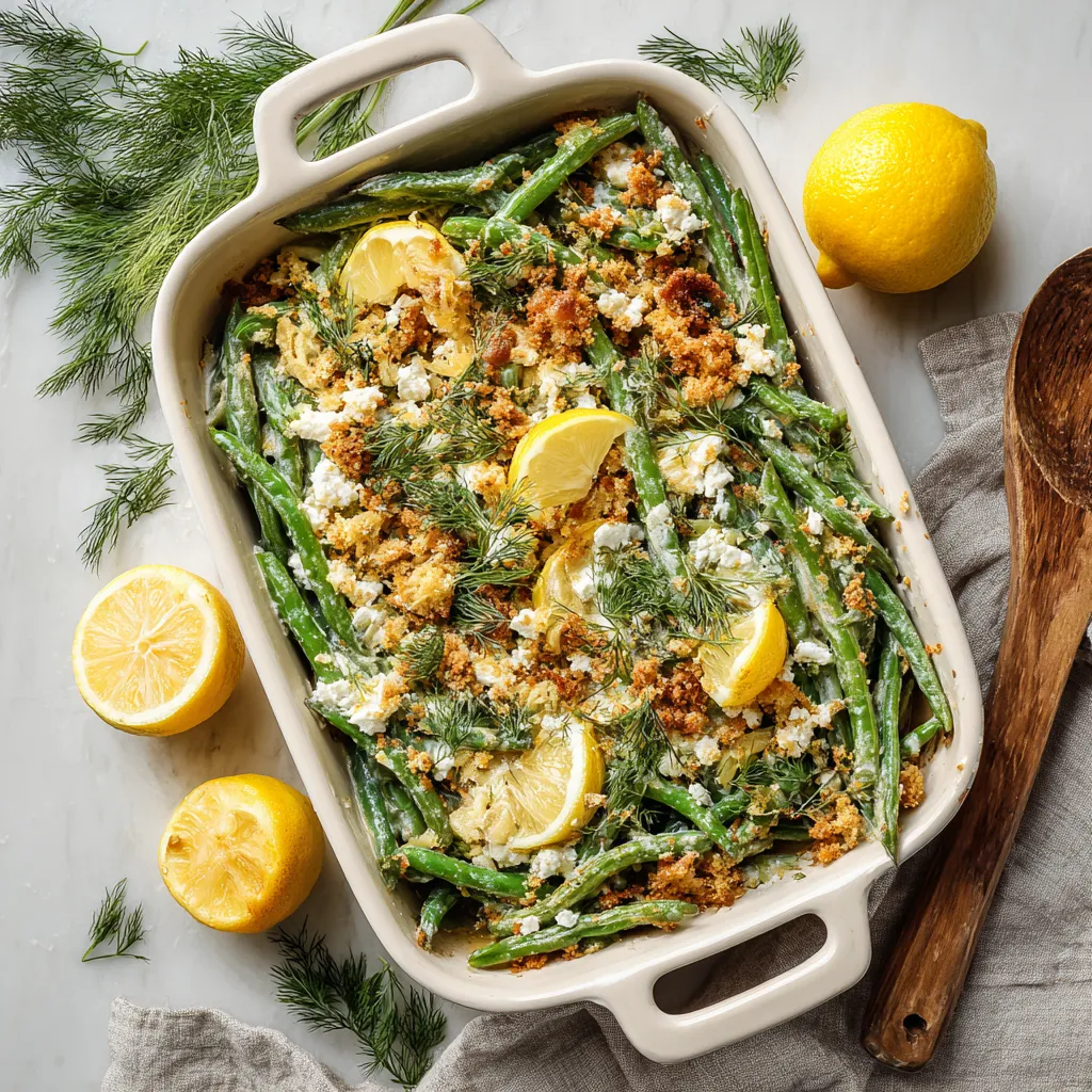 Lemon-Dill and Feta Green Bean Casserole