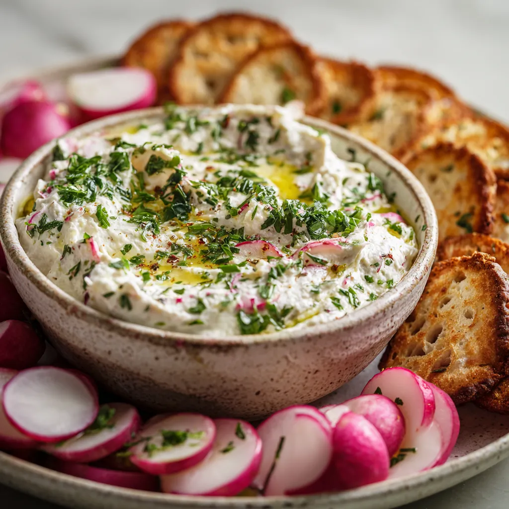 Creamy Radish Dip with Garlic and Herbs