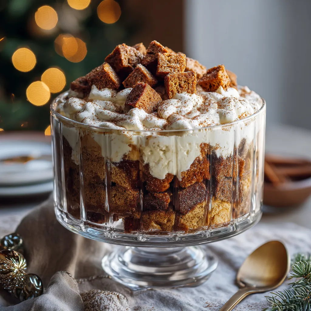Maple Gingerbread Trifle with Whipped Cream