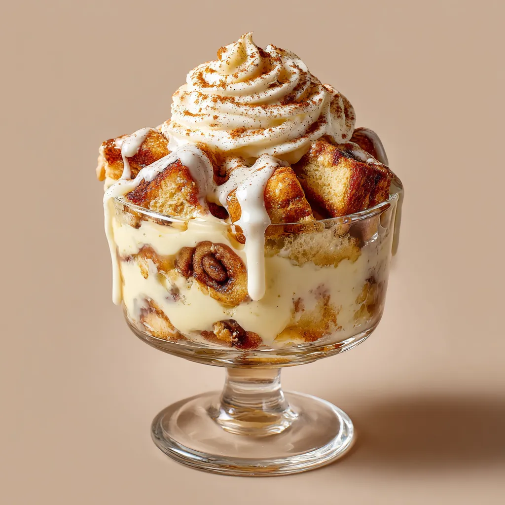 Cinnamon Roll Trifle with Cream Cheese Drizzle