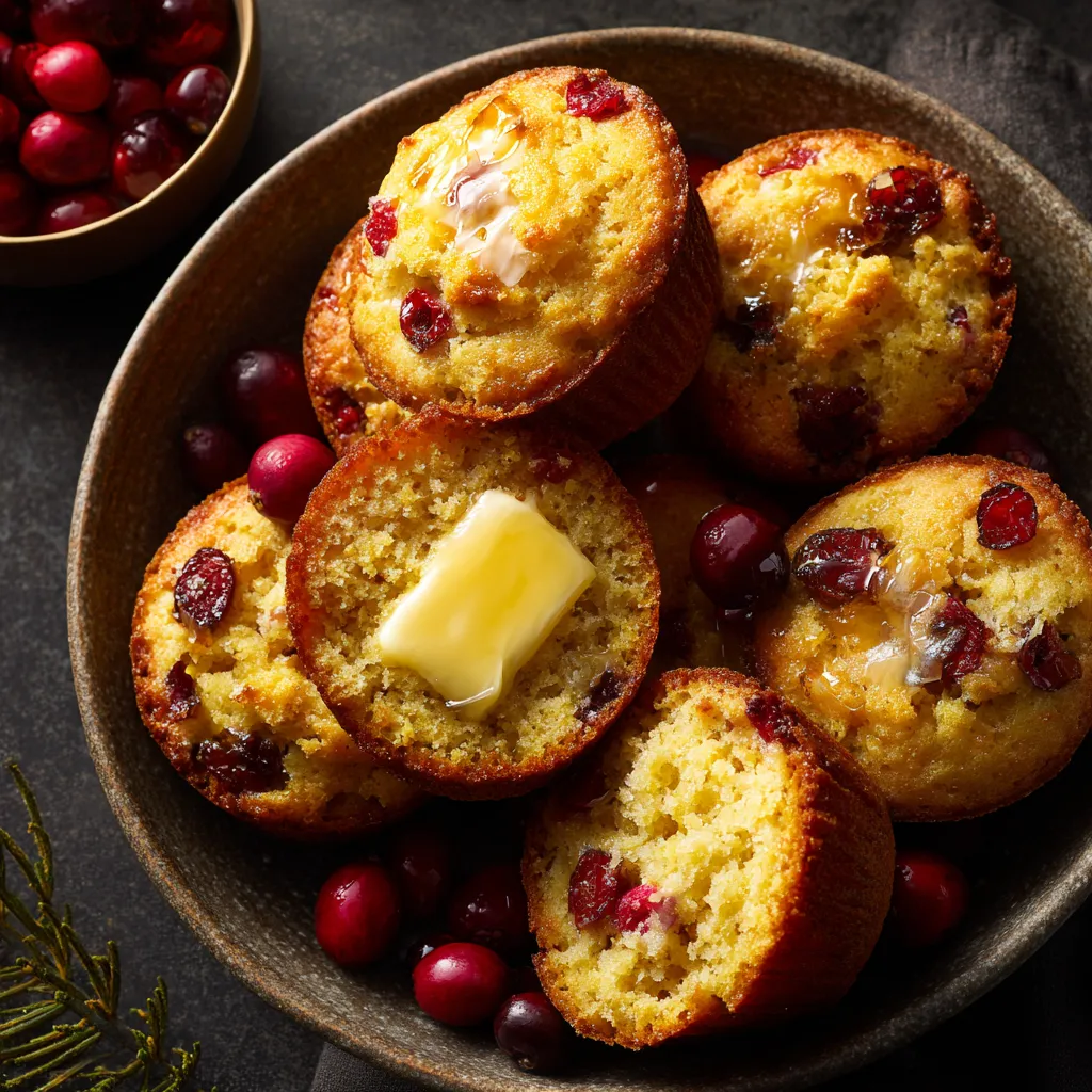 Cranberry Cornbread Muffins with Honey Butter
